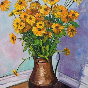 Flower Bouquet Still Life, Original Oil Painting on Canvas, Impressionism