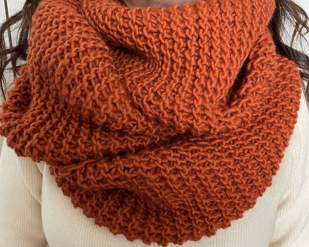 Lovely Chunky Infinity Handmade Scarf Knitted in Yarn Made From 100% ...