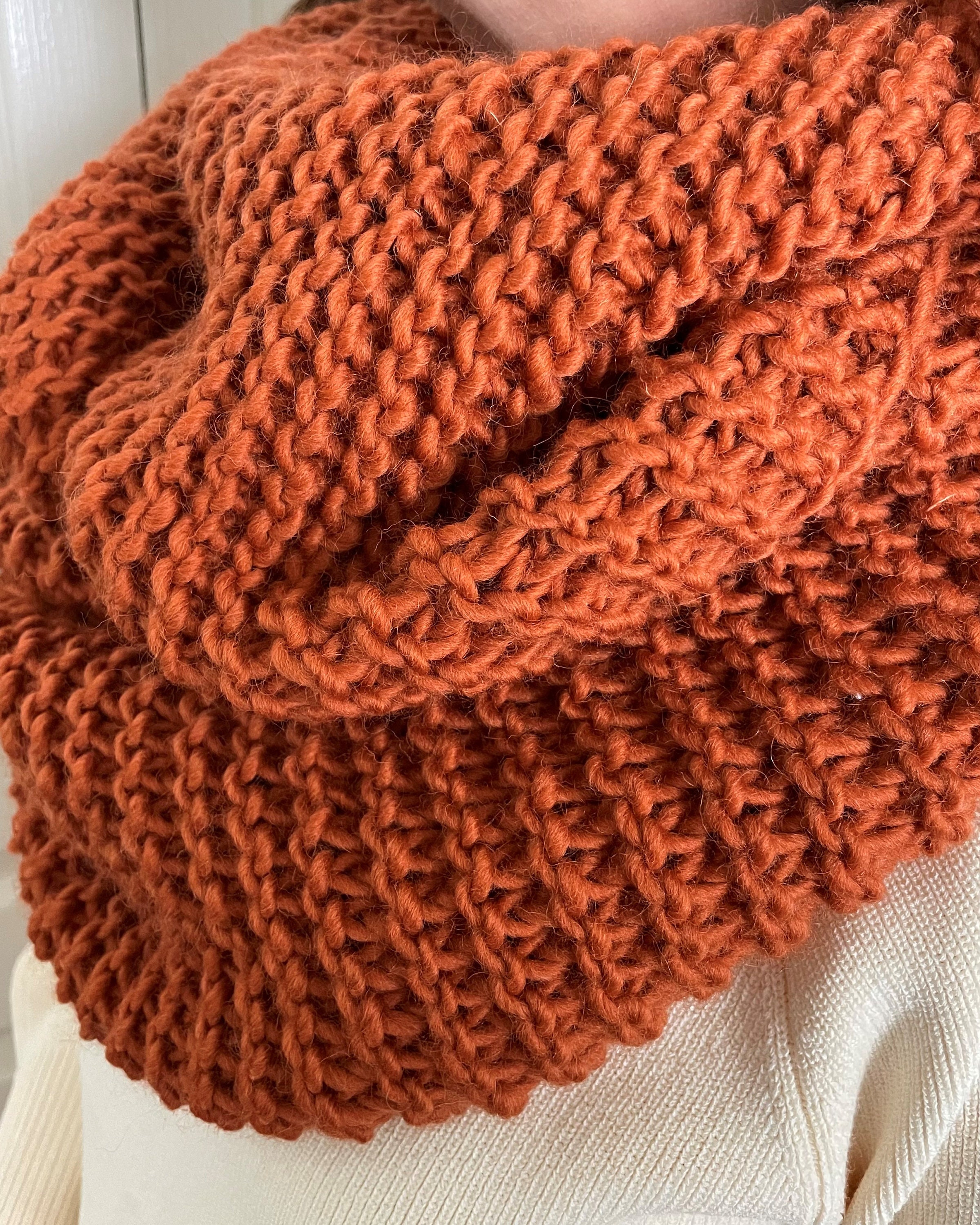 Lovely Chunky Infinity Handmade Scarf Knitted in Yarn Made From 100% ...