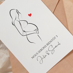 Carte Annonce Grossesse Personnalisée Dessin femme enceinte Surprise Bonne nouvelle bébé famille s’agrandit tu vas devenir tata papi mamie image 9
