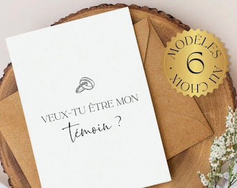Carte Veux-tu être mon ma témoin Demande Annonce mariage alliances déclaration cérémonie meilleure amie soeur cousine cousin frère prénom