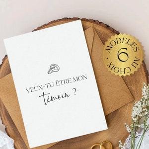 Carte Veux-tu être mon ma témoin Demande Annonce mariage alliances déclaration cérémonie meilleure amie soeur cousine cousin frère prénom