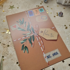 Carte Voeux « Paquet Kraft» Étiquettes Pour toi avec amour