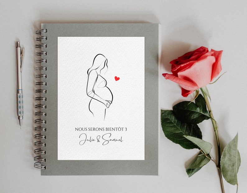 Carte Annonce Grossesse Personnalisée Dessin femme enceinte Surprise Bonne nouvelle bébé famille s’agrandit tu vas devenir tata papi mamie image 2