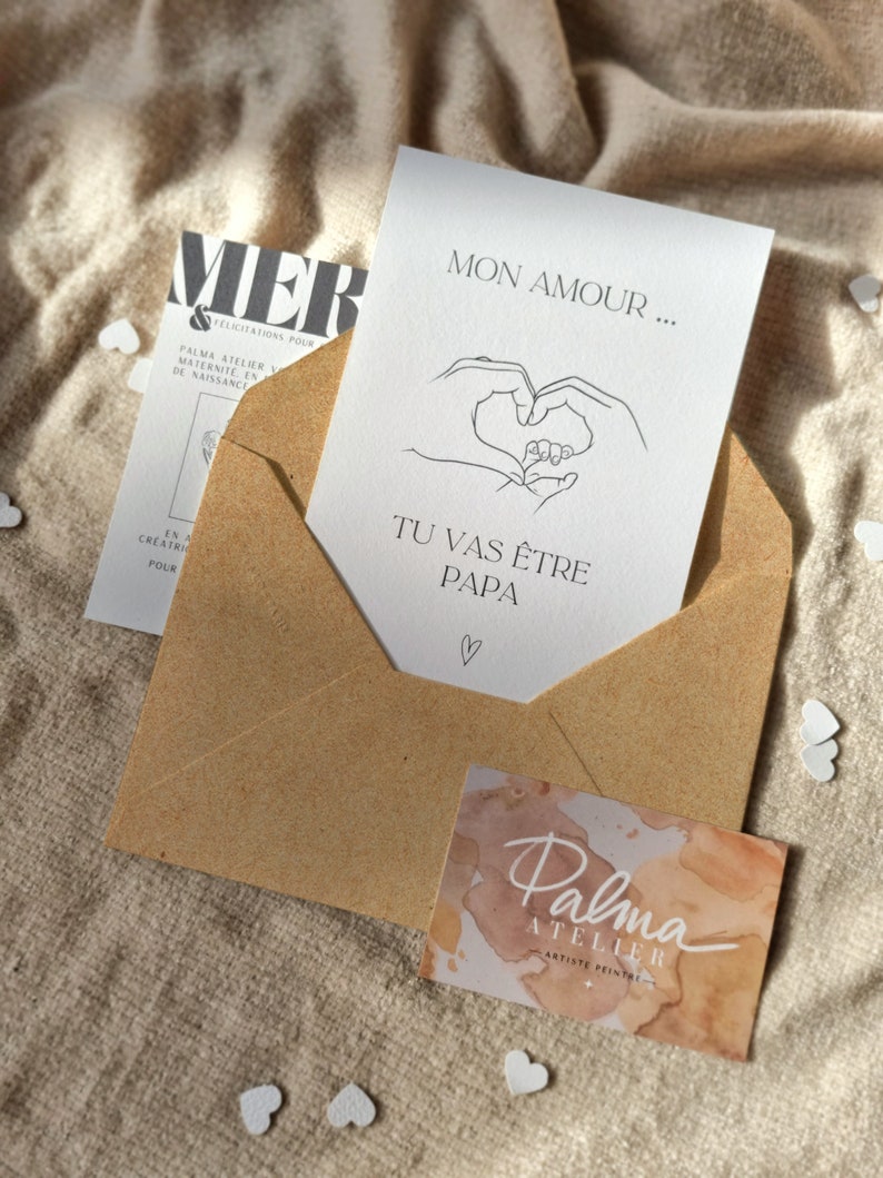 Carte Annonce Tu vas être Papa à Personnaliser Grossesse Paternité Maternité Déclaration Surprise Bonne nouvelle famille mains bébés parents image 9