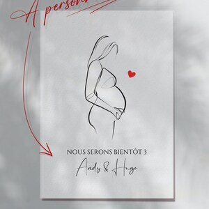 Carte Annonce Grossesse Personnalisée Dessin femme enceinte Surprise Bonne nouvelle bébé famille s’agrandit tu vas devenir tata papi mamie image 6