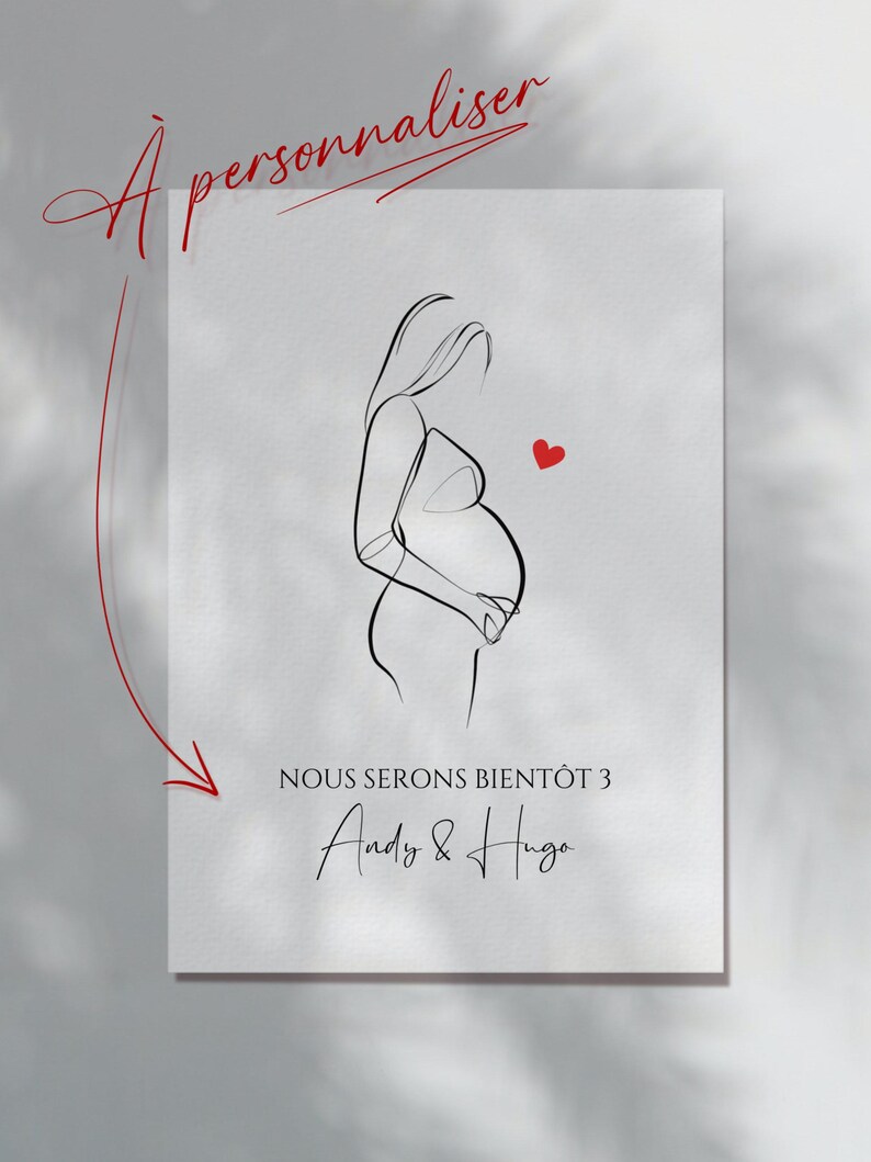 Carte Annonce Grossesse Personnalisée Dessin femme enceinte Surprise Bonne nouvelle bébé famille s’agrandit tu vas devenir tata papi mamie image 6