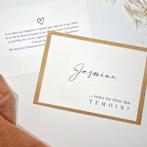 Carte Demoiselle d’honneur Témoin Personnalisée prénom déclaration demande annonce mariage amie amitié fiançailles enveloppe famille image 2