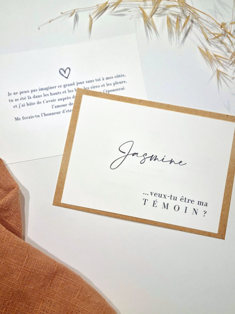 Carte Demoiselle d’honneur Témoin Personnalisée prénom déclaration demande annonce mariage amie amitié fiançailles enveloppe famille image 2