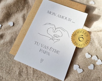 Carte Annonce Tu vas être Papa à Personnaliser Grossesse Paternité Maternité Déclaration Surprise Bonne nouvelle famille mains bébés parents