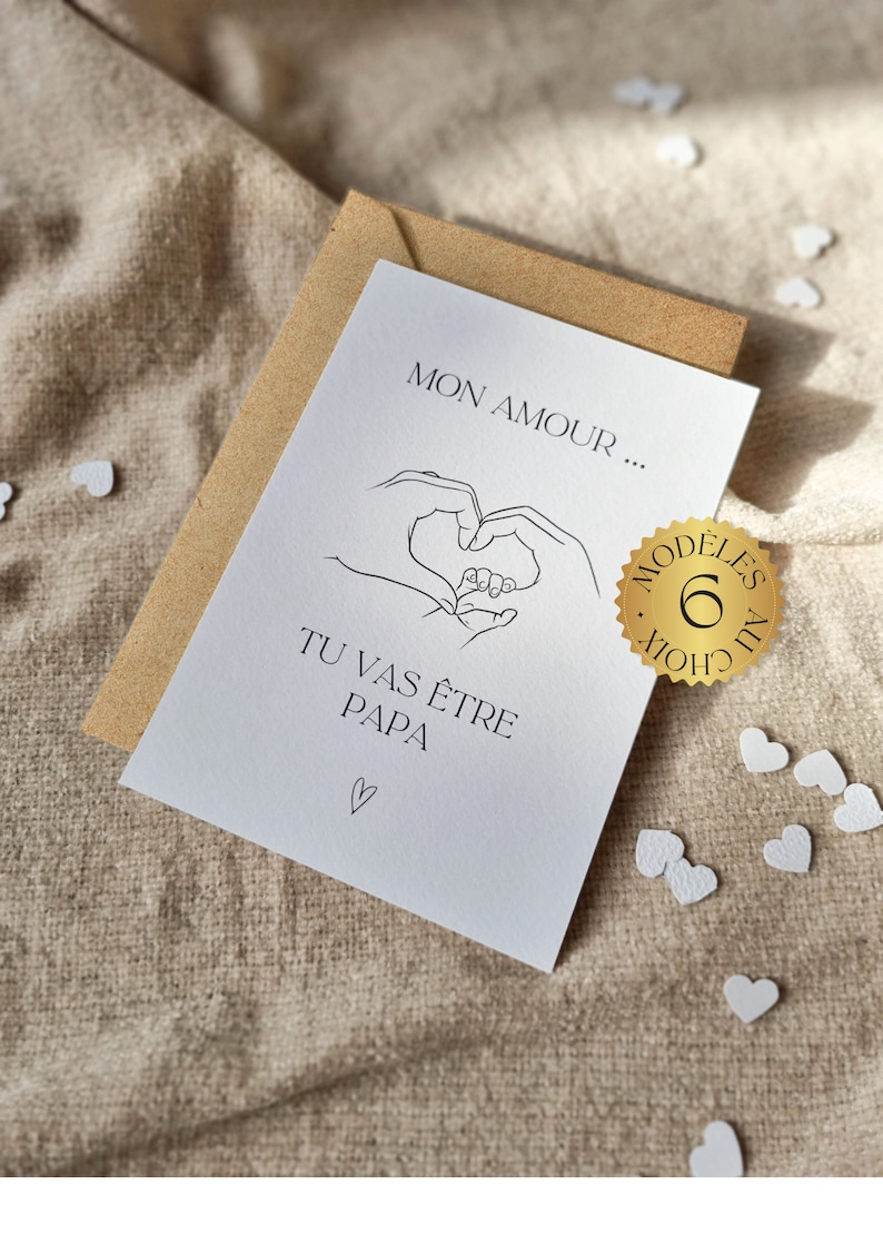 Carte Annonce Tu vas être Papa à Personnaliser Grossesse Paternité Maternité Déclaration Surprise Bonne nouvelle famille mains bébés parents image 1