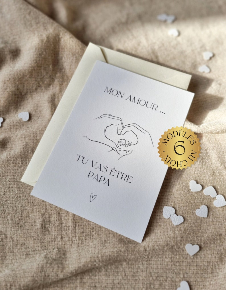 Carte Annonce Tu vas être Papa à Personnaliser Grossesse Paternité Maternité Déclaration Surprise Bonne nouvelle famille mains bébés parents image 2