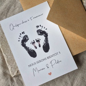 Carte Annonce Grossesse Personnalisée Empreintes Pieds Bébé Futurs Parents Surprise Bonne nouvelle Prénoms la famille s’agrandit enfant 2025 image 5