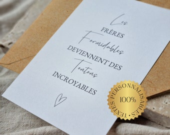 Carte Annonce Grossesse Phrase Personnalisée Surprise Bonne nouvelle Tata Tonton Mamie Papi Parrain Papa Maman bébé parents famille 2024