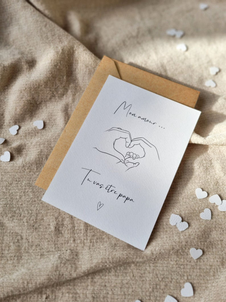 Carte Annonce Tu vas être Papa à Personnaliser Grossesse Paternité Maternité Déclaration Surprise Bonne nouvelle famille mains bébés parents image 7
