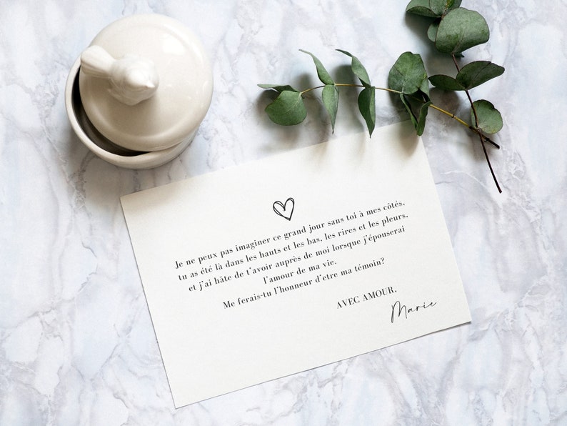 Carte Demoiselle d’honneur Témoin Personnalisée prénom déclaration demande annonce mariage amie amitié fiançailles enveloppe famille image 8