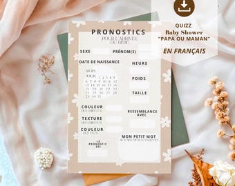 Baby Arrival Prediction | Baby Predictions Game | Baby Shower Game | Download | Downloadable | Baby Arrival Prediction Card |