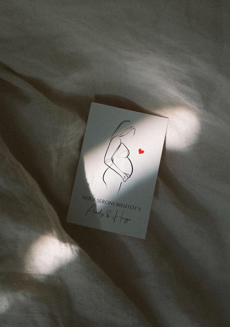 Carte Annonce Grossesse Personnalisée Dessin femme enceinte Surprise Bonne nouvelle bébé famille s’agrandit tu vas devenir tata papi mamie image 5