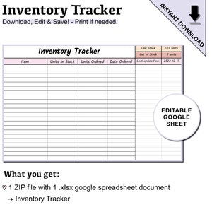Editable Pink Inventory Tracker for Business | Google Spreadsheets Inventory Tracker Template