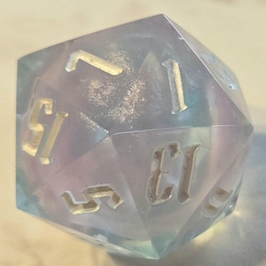 Adainea, D20, sharp edge die, handmade dice, large d20, oversized d20, DND dice, birthday gift for daughter, ttrpg