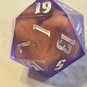 Retrovision, D20, sharp edge die, handmade dice, large d20, oversized d20, DND dice, birthday gift for daughter, ttrpg