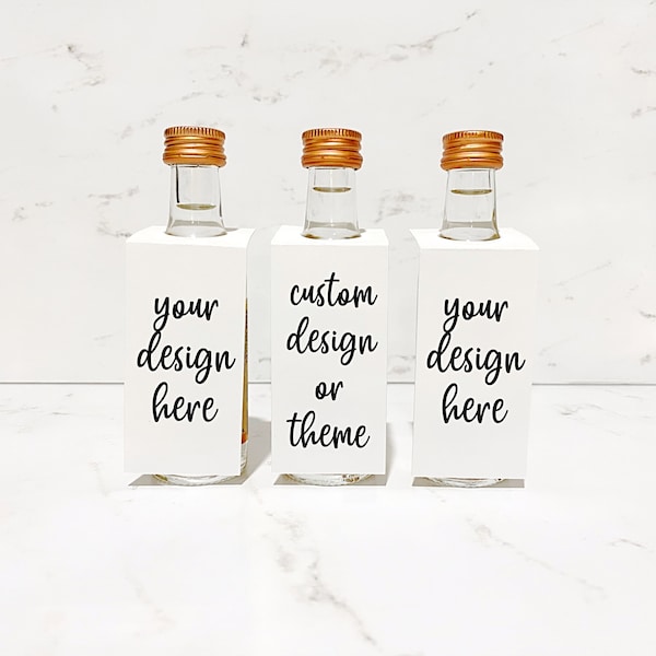 Custom Design Mini Alcohol Favor Tags - Set of 8 | Take a Shot We're Tying the Knot | Themed Engagement Party Drink Gift Tags | Your Design