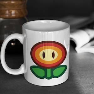 Super Mario | Fire Flower | 11oz White Glossy Mug | Perfect Gift for Gamers and Mario Fans