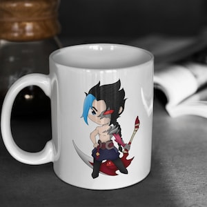 League of Legends | Cute Chibi Kayn | 11oz White Glossy Mug | Perfect Gift for Gamers and LoL Fans