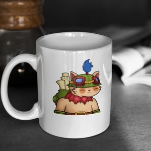 League of Legends | Cute Chibi Closed Eyes Teemo | 11oz White Glossy Mug | Perfect Gift for Gamers and LoL Fans