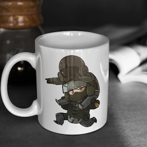 CSGO | Niedlicher Huckepack Chibi | 11 Unzen Weiße Glossy Tasse | Perfektes Geschenk für Gamer und Counter Strike Fans