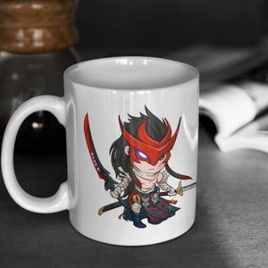 League of Legends | Cute Chibi Yone | 11oz White Glossy Mug | Perfect Gift for Gamers and LoL Fans