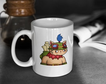 League of Legends | Cute Chibi Cross Eyes Teemo | 11oz White Glossy Mug | Perfect Gift for Gamers and LoL Fans