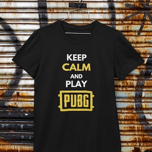 PUBG | Keep Calm and Play PUBG T-Shirt | Gaming T-Shirt | Black Unisex T-Shirt | Perfect Gift for Gamers and PUBG Fans