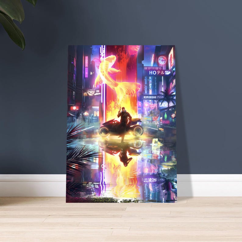Cyberpunk 2077 / Phantom Liberty - Poster di V maschile riflesso / Carta opaca di alta qualità / Regalo perfetto per i fan di Cyberpunk immagine 2