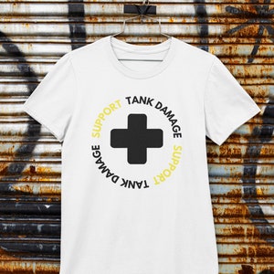 Overwatch 2 | Support Role T-Shirt |Gaming T-Shirt| Support, Damage, Tank |White Unisex T-Shirt| Perfect Gift for Gamers and Overwatch Fans