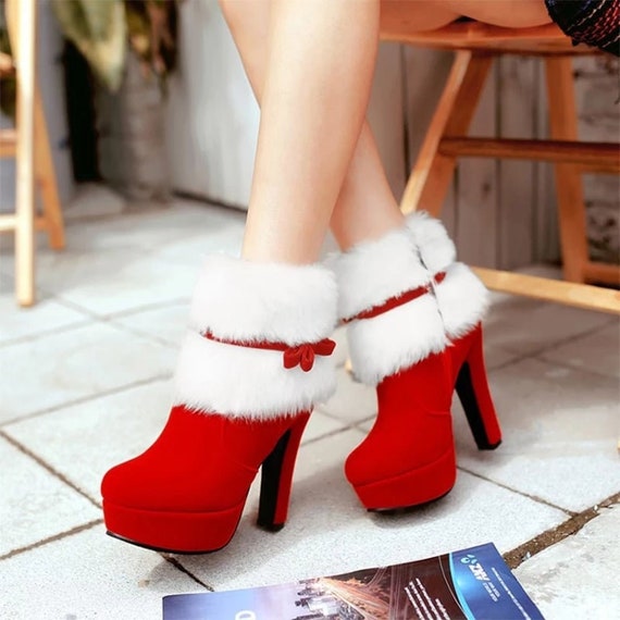 Tacones altos de Navidad botines zapatos de abrigo para - España