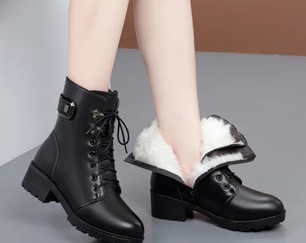 Más Velvet Fashion Winter Wom Warm Snow Boots All-Match Grossed Warm Cotton Zapatos Cálidas botas de nieve para las mujeres 