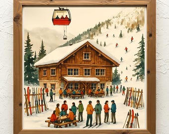 Retro Après Ski Poster - Vintage Ski Wall Art, Ski Hill Print, Cabin & Lodge Décor, Ski Mountain home decor, Ski Poster Gift, Apres Ski Club