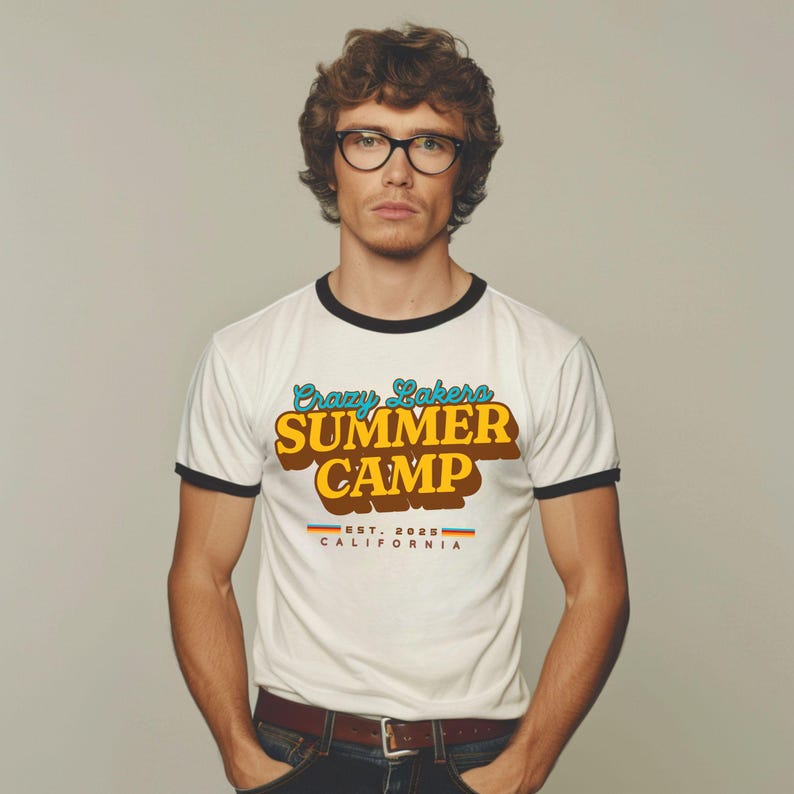 Personalized Retro Summer Camp Ringer Tee: 70s Style Custom Camping Shirt, Retro Summer Camp Matching t-shirts bild 8