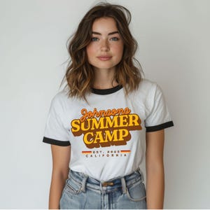 Personalized Retro Summer Camp Ringer Tee: 70s Style Custom Camping Shirt, Retro Summer Camp Matching t-shirts bild 5