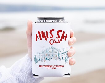 Apres Ski Club Can Cooler: Custom Ski Trip Favor