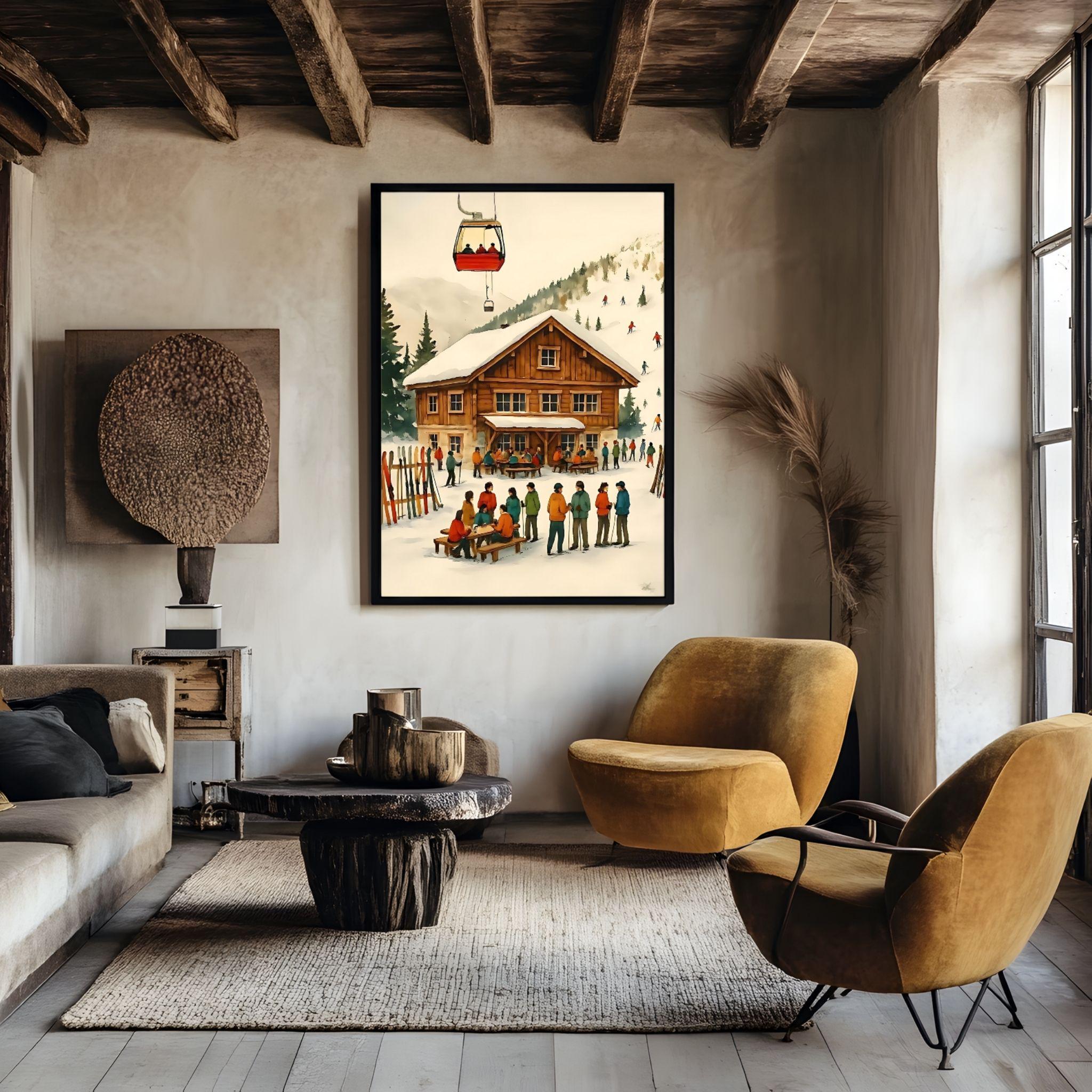 Retro Après Ski Poster - Vintage Ski Wall Art, Ski Hill Print, Cabin ...