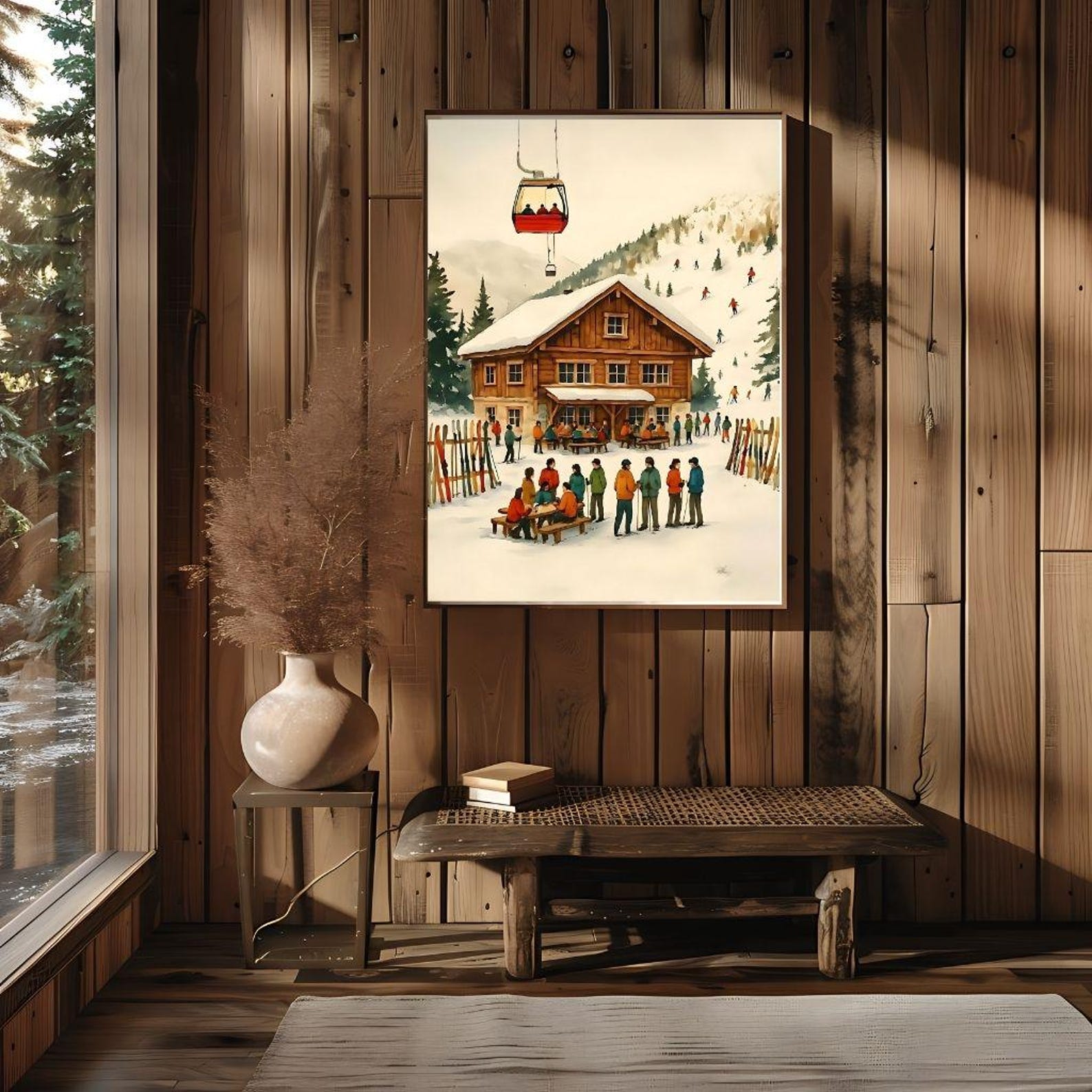 Retro Après Ski Poster - Vintage Ski Wall Art, Ski Hill Print, Cabin ...