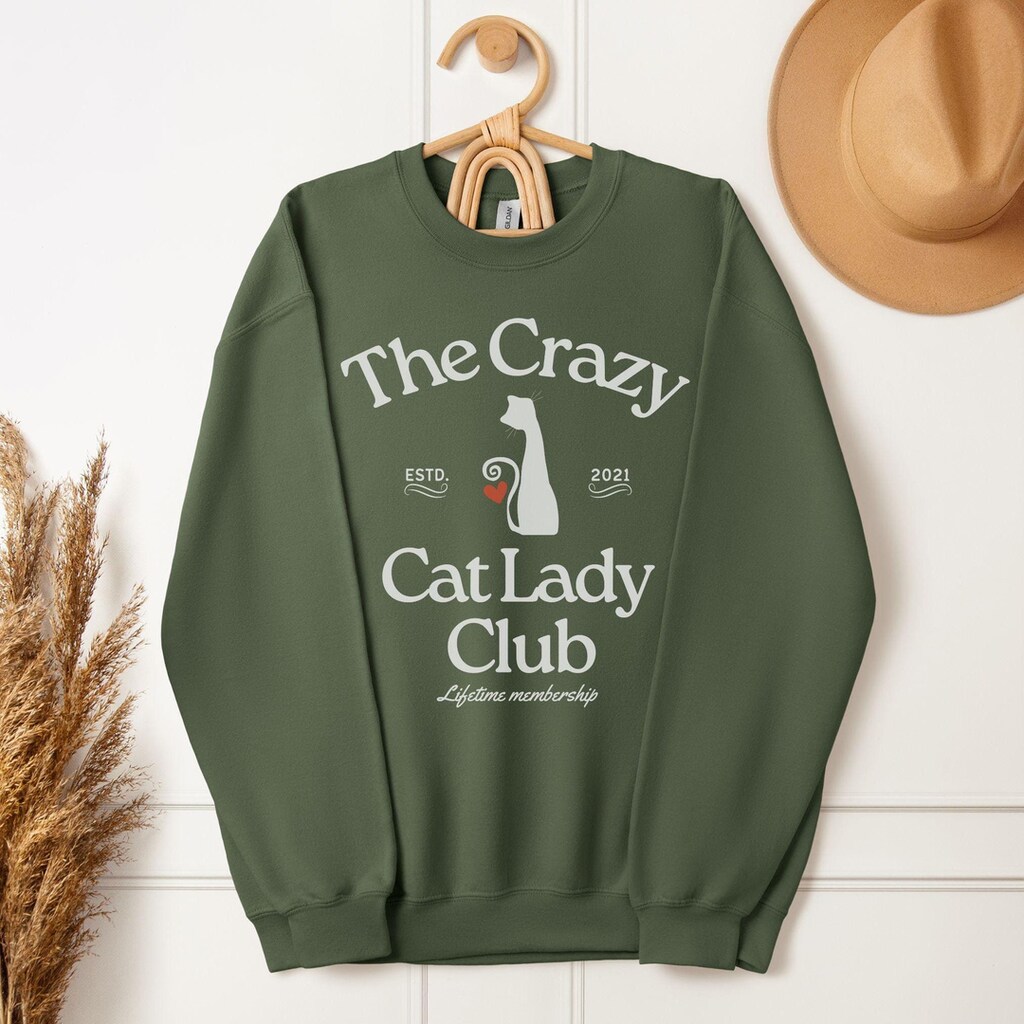 Maglietta Donna Con Stampa Cat Crazy Cat Lady – Scollo Laterale – Grigio – Taglia XL – 100% Cotone