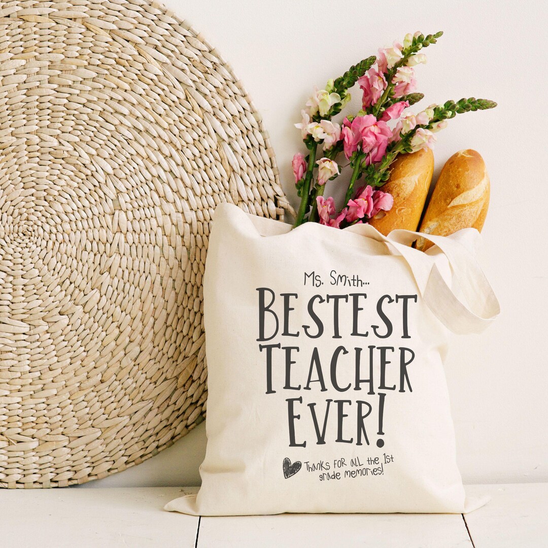 Best Teacher Gift Tote Bag | Unique Teacher Appreciation Canvas Tote ...
