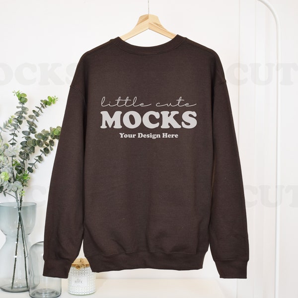 Back Dark Chocolate Gildan 18000 Mockup | Gildan Sweatshirt Mockup | Gildan 18000 Hanging Mockup | Gildan Dark Chocolate Sweater