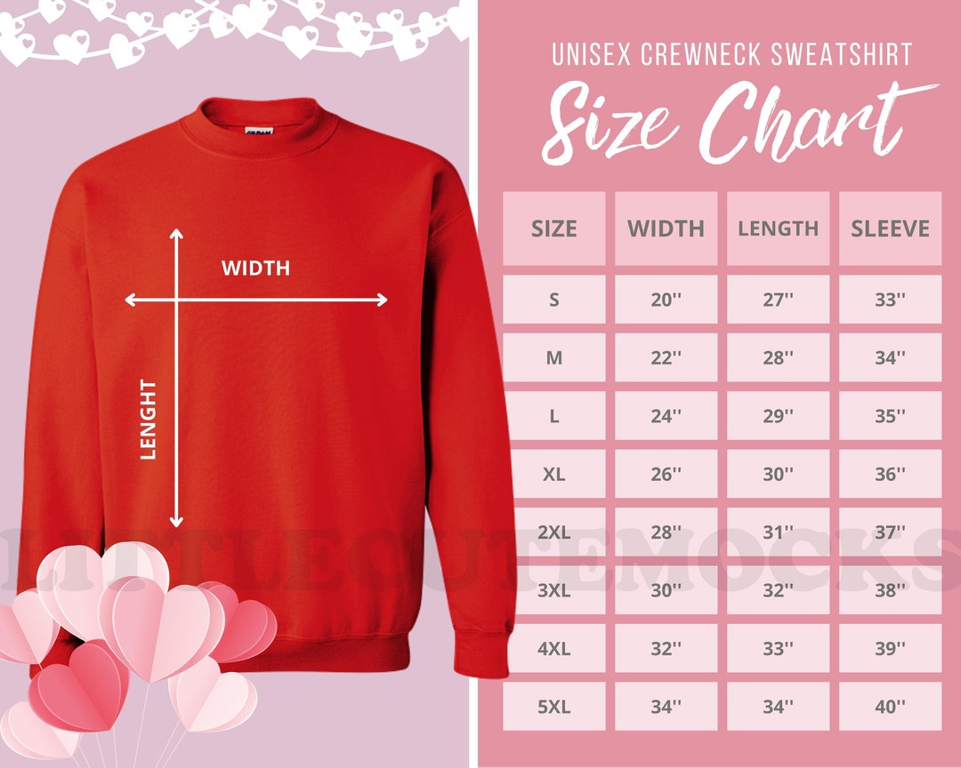 Gildan 18000 Valentine Size Chart Gildan 18000 Sweatshirt Size Chart ...