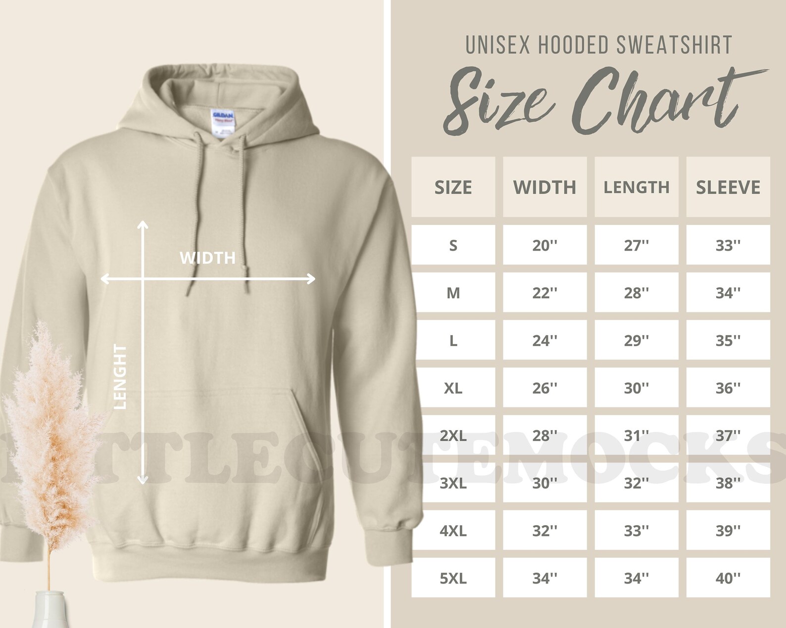 Gildan 18500 Size Chart Gildan 18500 Sweatshirt Size Chart Etsy