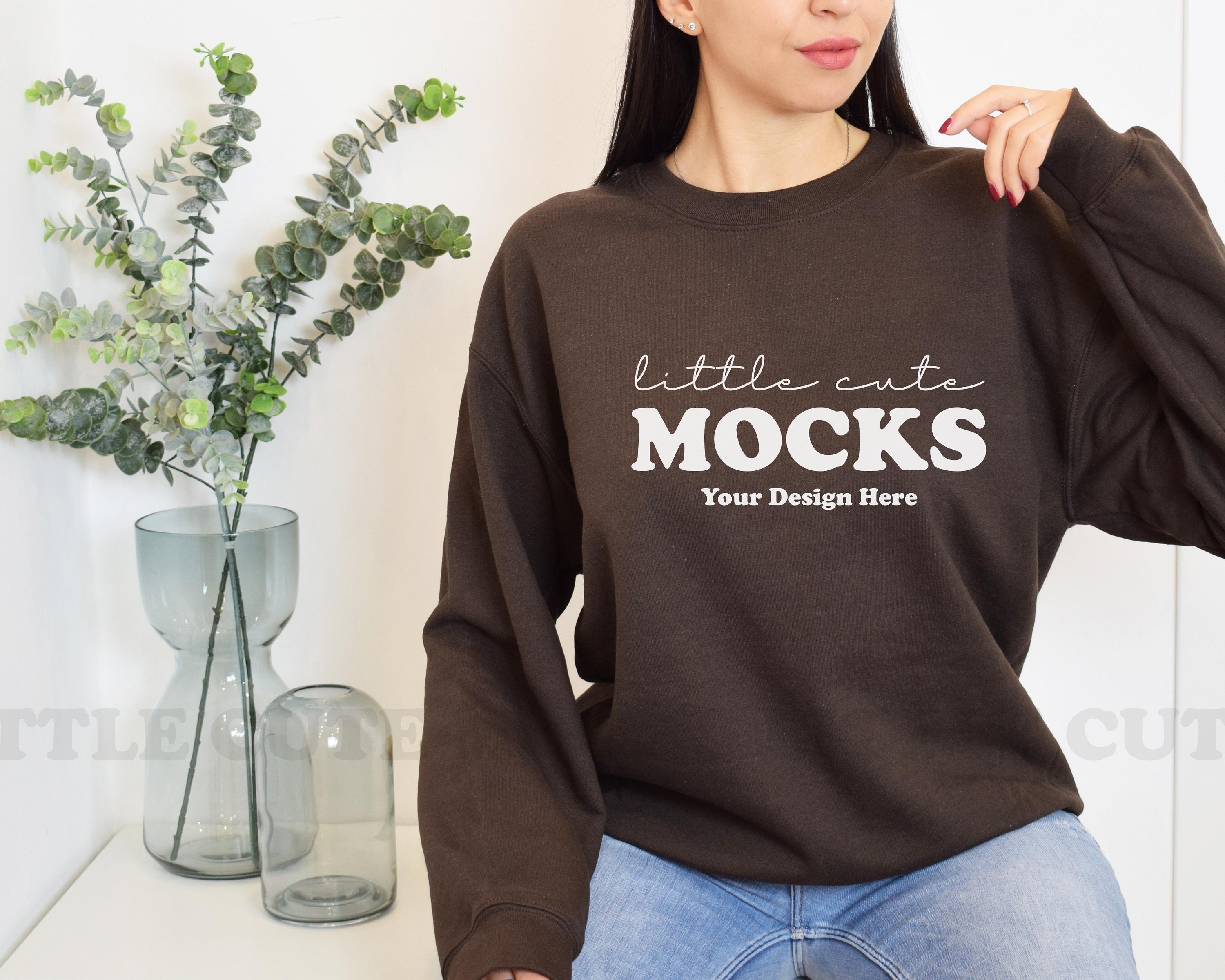 Dark Chocolate Gildan 18000 Mockup Gildan Sweatshirt Mockup Gildan