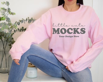 Light Pink Gildan 18000 Mockup Gildan 